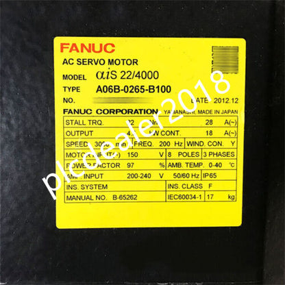 1 قطعة جديد في الصندوق FANUC A06B-0265-B100 محرك سيرفو A06B0265B100 عبر DHL