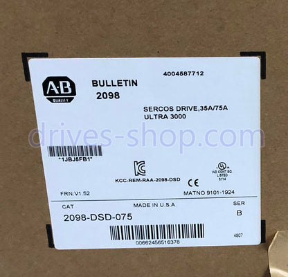 New Allen Bradley 2098-DSD-075 BULLETIN 2098 35A/75A ULTRA 3000 A/SERCOS In Stock